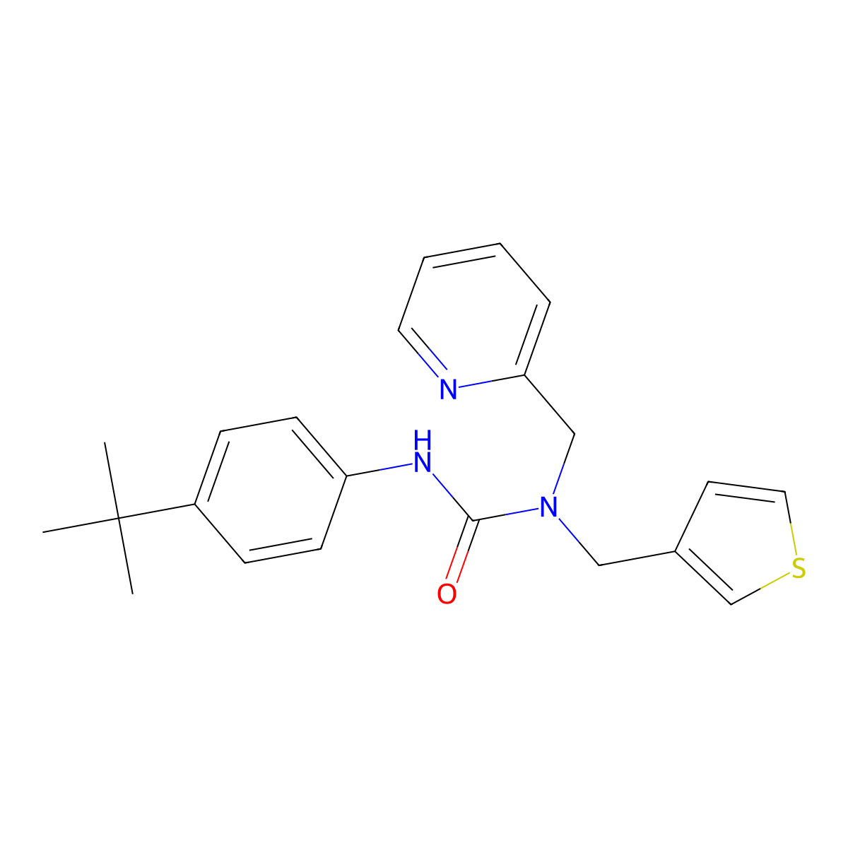 3-(4-(Tert-butyl)phenyl)-1-(pyridin-2-ylmethyl)-1-(thiophen-3-ylmethyl)urea molecular structure, CAS 1234839-67-8