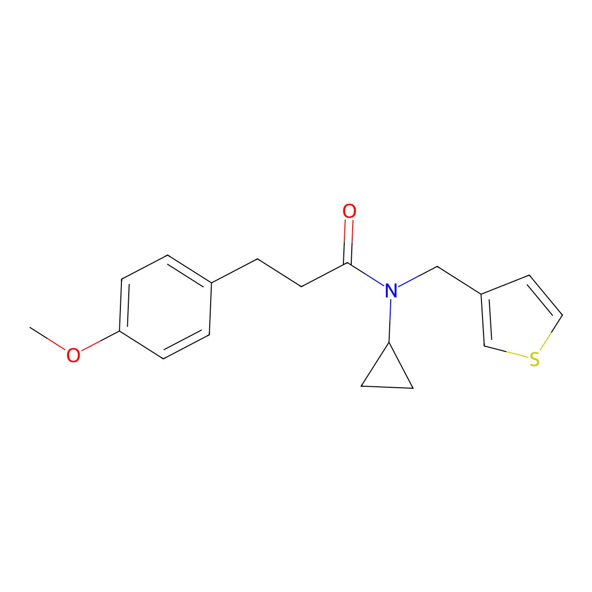 N-cyclopropyl-3-(4-methoxyphenyl)-N-(thiophen-3-ylmethyl)propanamide molecular structure, CAS 1234840-00-6