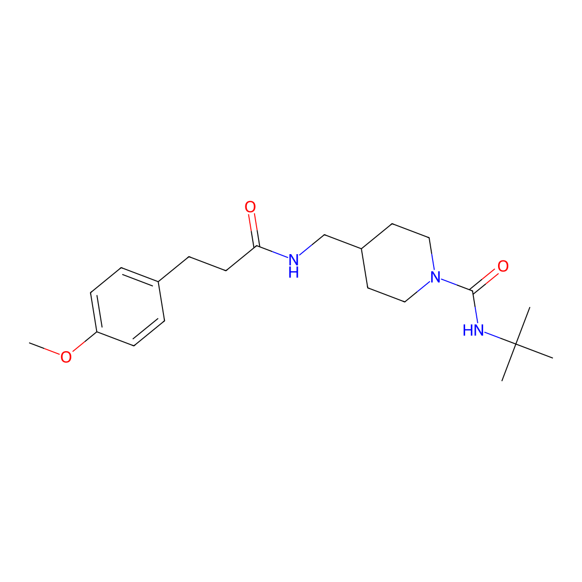 N-(tert-butyl)-4-((3-(4-methoxyphenyl)propanamido)methyl)piperidine-1-carboxamide molecular structure, CAS 1234841-82-7