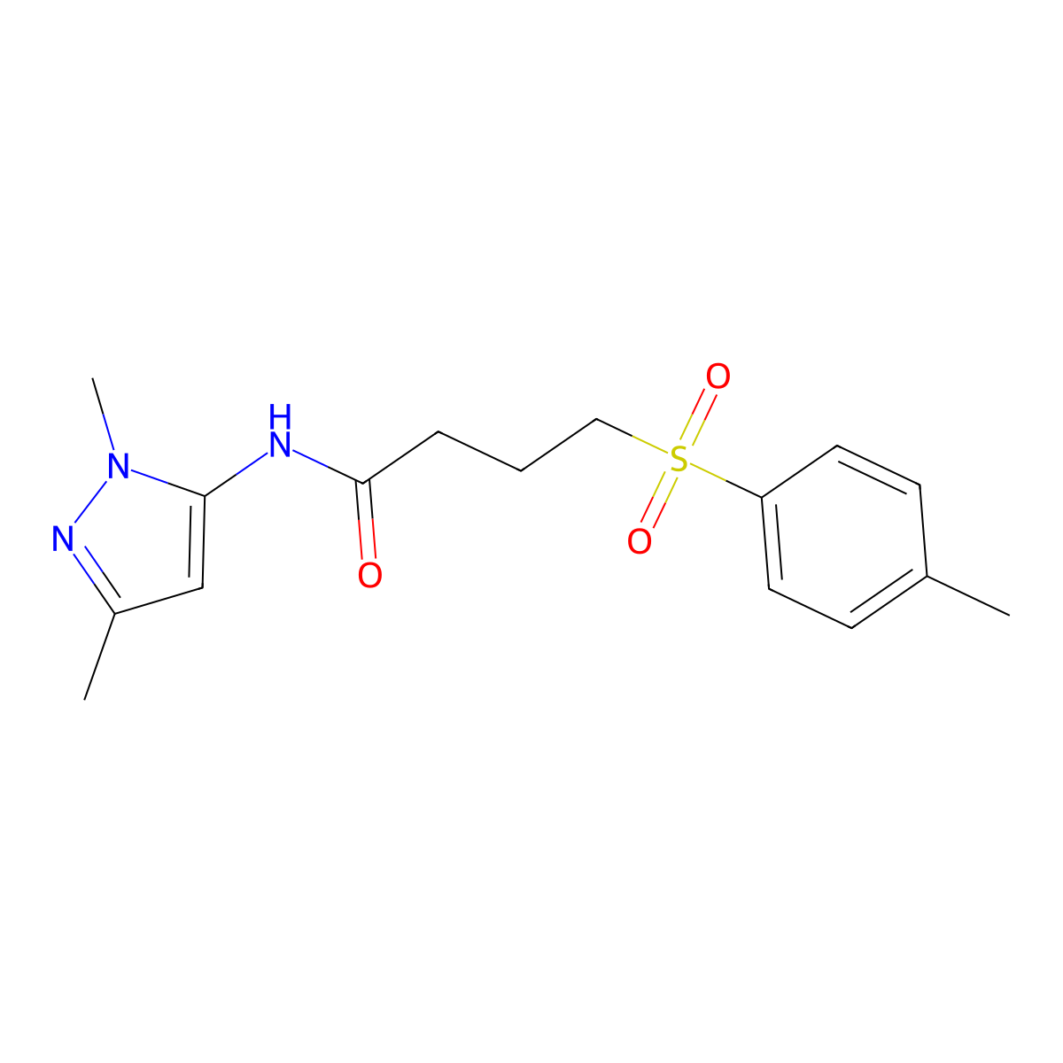 N-(1,3-dimethyl-1H-pyrazol-5-yl)-4-tosylbutanamide molecular structure, CAS 1234842-03-5