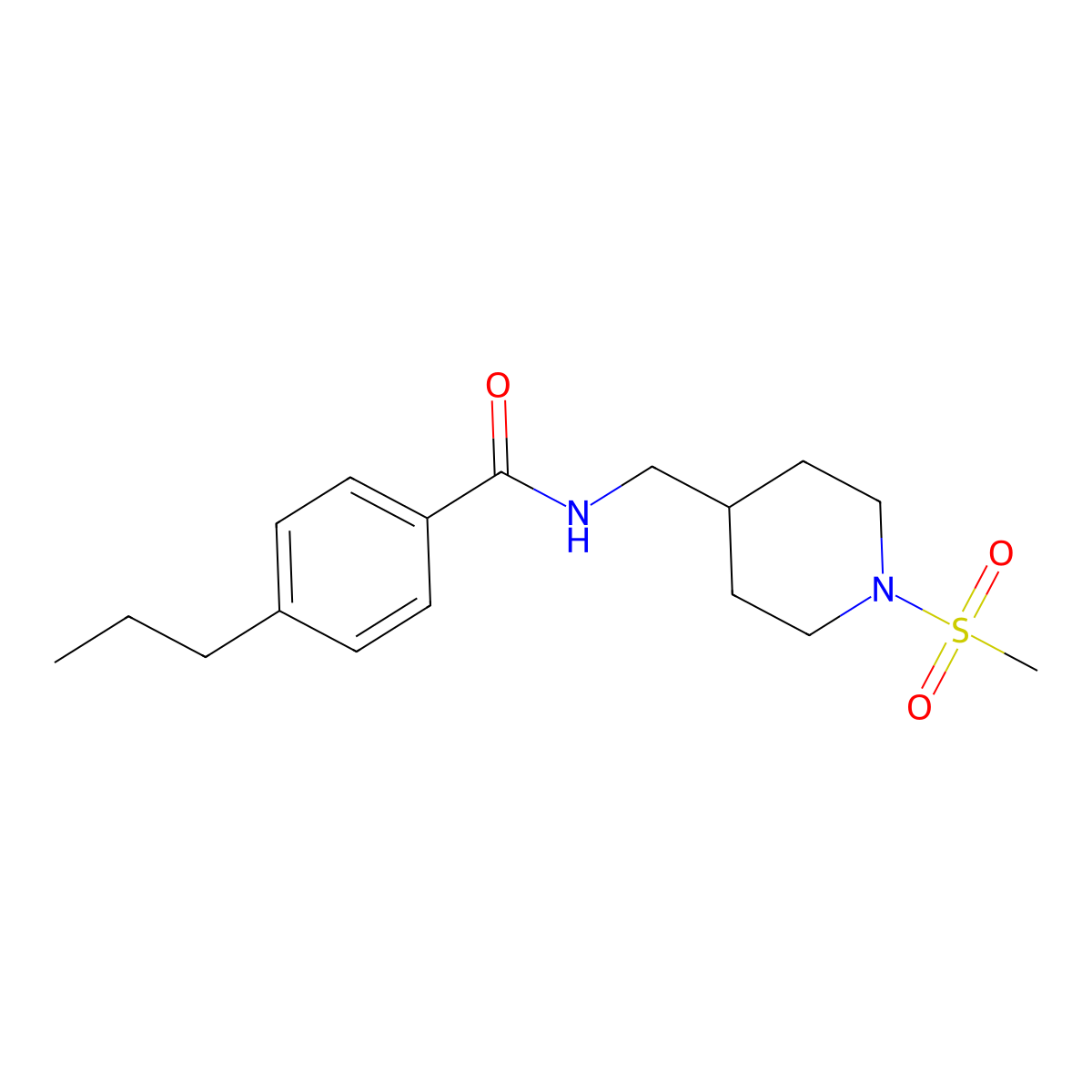N-((1-(methylsulfonyl)piperidin-4-yl)methyl)-4-propylbenzamide molecular structure, CAS 1234842-42-2