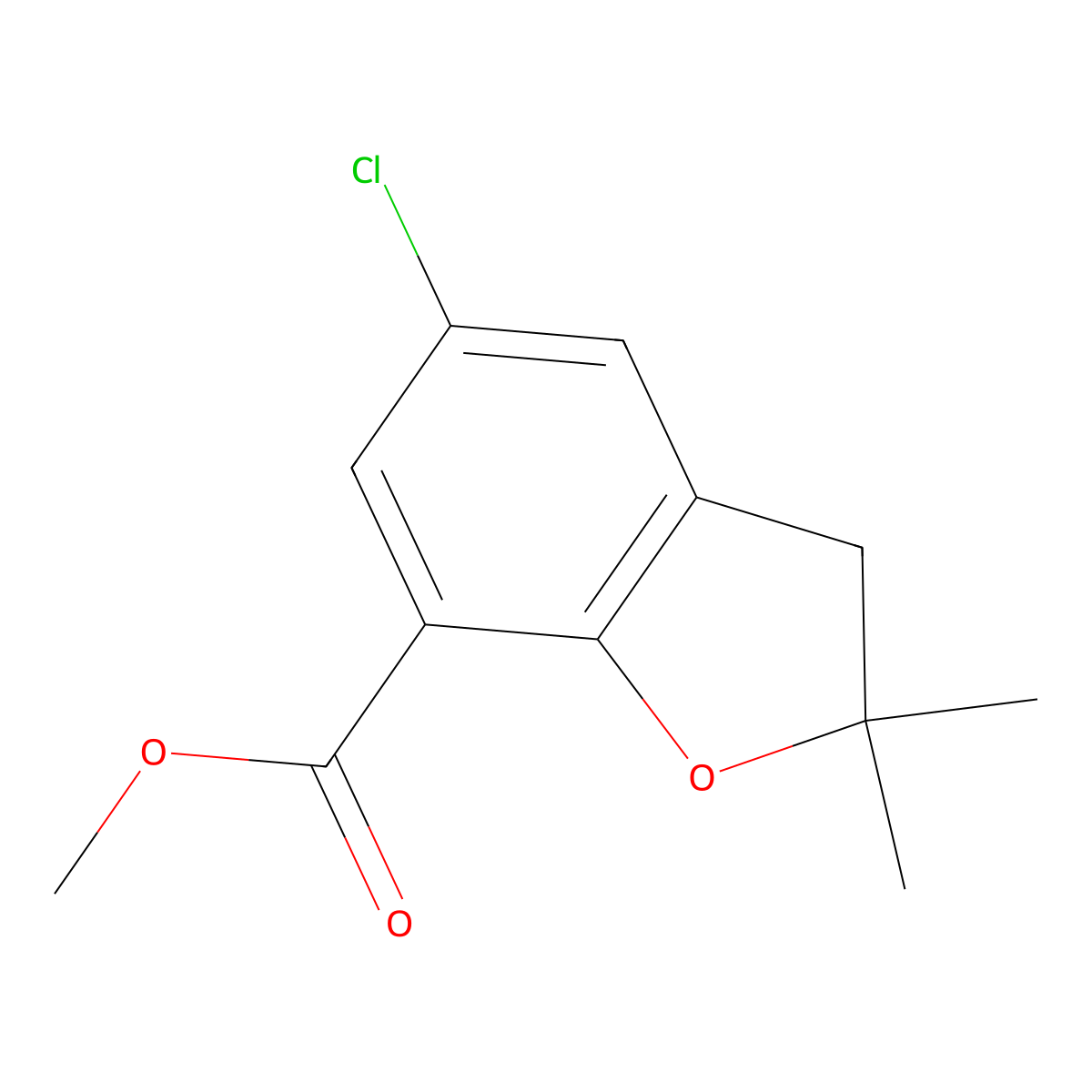 Methyl 5-chloro-2,2-dimethyl-2,3-dihydrobenzofuran-7-carboxylate molecular structure, CAS 1234844-87-1
