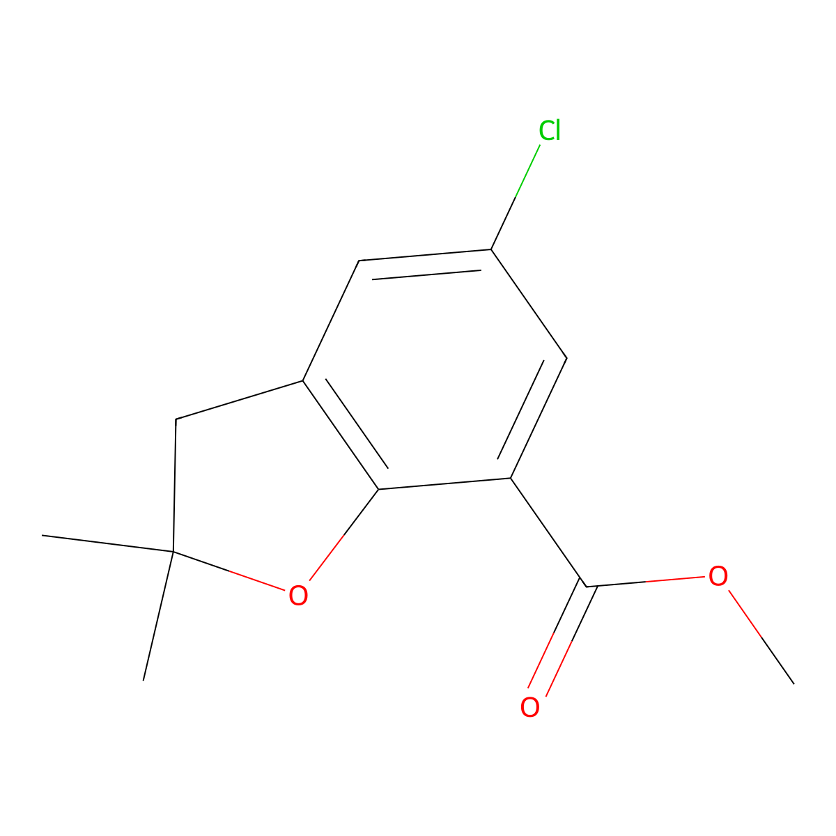 Methyl 5-chloro-2,2-dimethyl-2,3-dihydrobenzofuran-7-carboxylate molecular structure, CAS 1234844-87-1