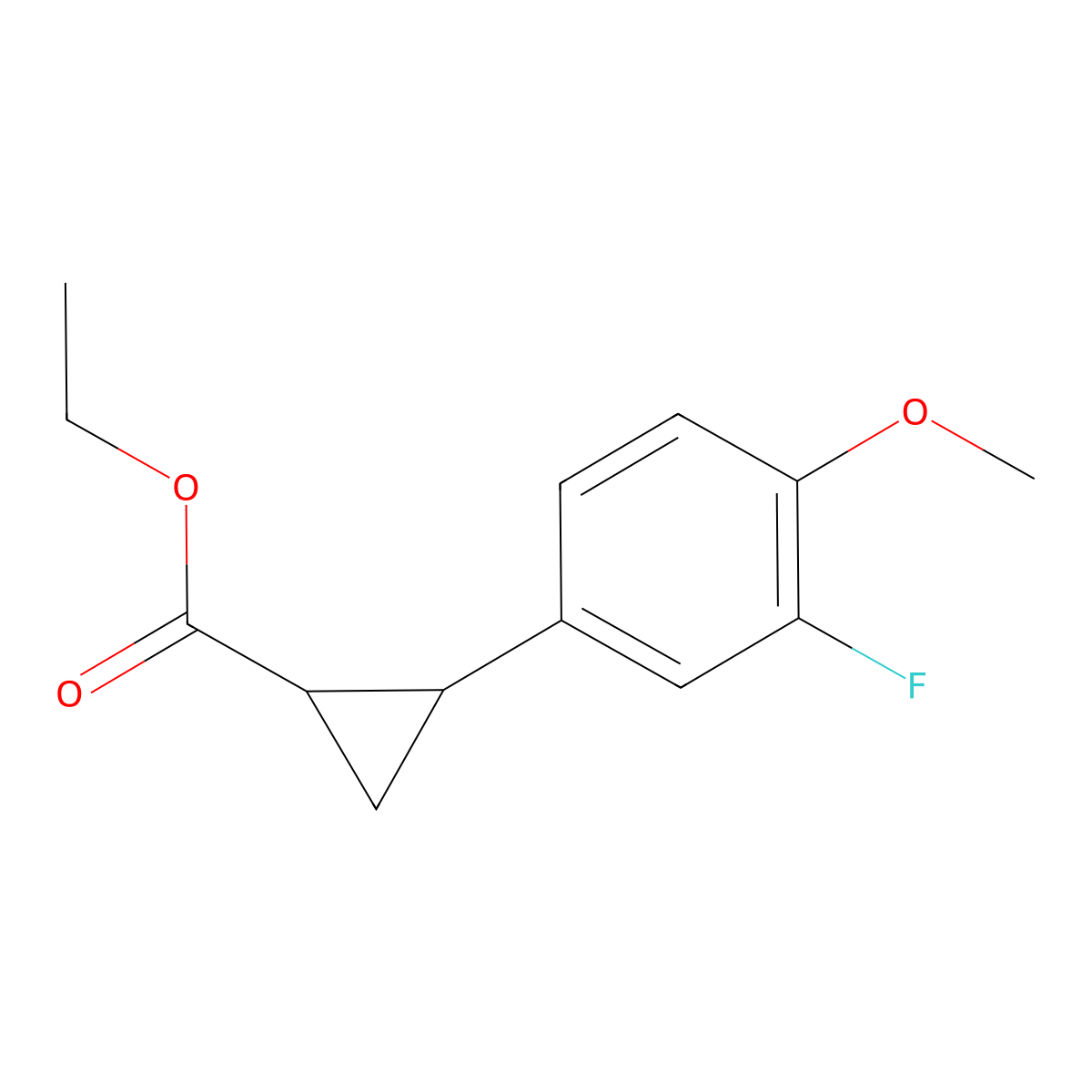 Ethyl 2-(3-fluoro-4-methoxyphenyl)cyclopropanecarboxylate molecular structure, CAS 1234845-29-4