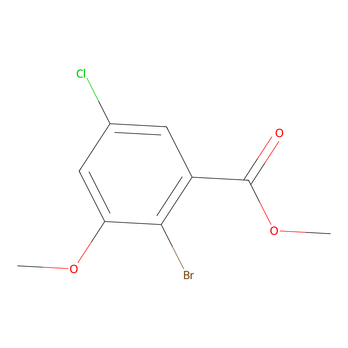 Methyl 2-bromo-5-chloro-3-methoxybenzoate molecular structure, CAS 1234845-39-6