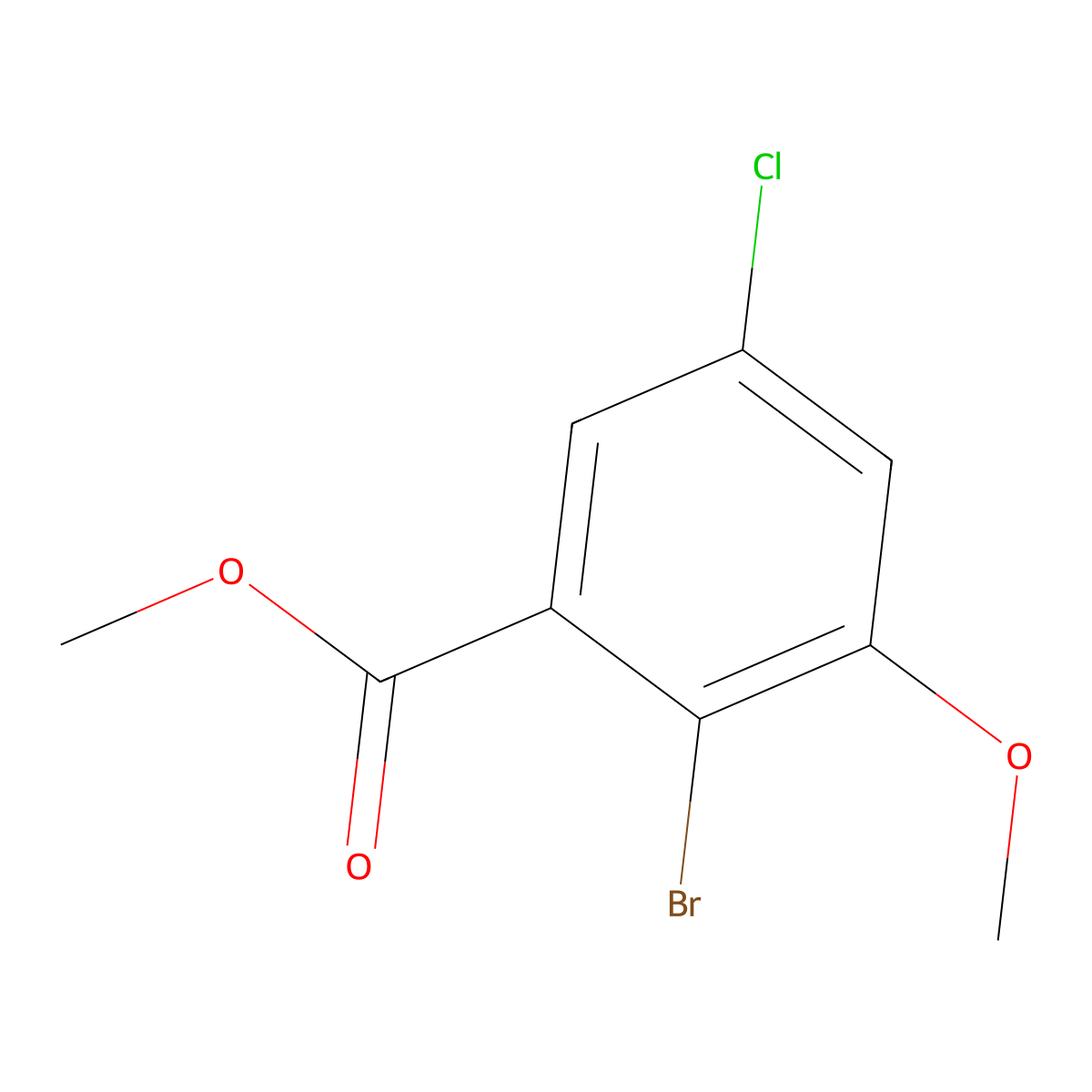 Methyl 2-bromo-5-chloro-3-methoxybenzoate molecular structure, CAS 1234845-39-6