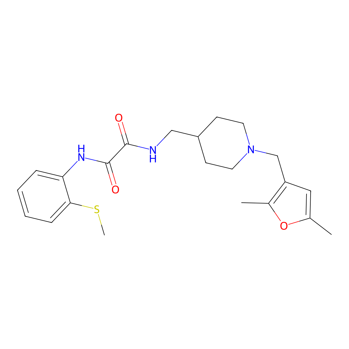 N1-((1-((2,5-dimethylfuran-3-yl)methyl)piperidin-4-yl)methyl)-N2-(2-(methylthio)phenyl)oxalamide molecular structure, CAS 1234846-19-5