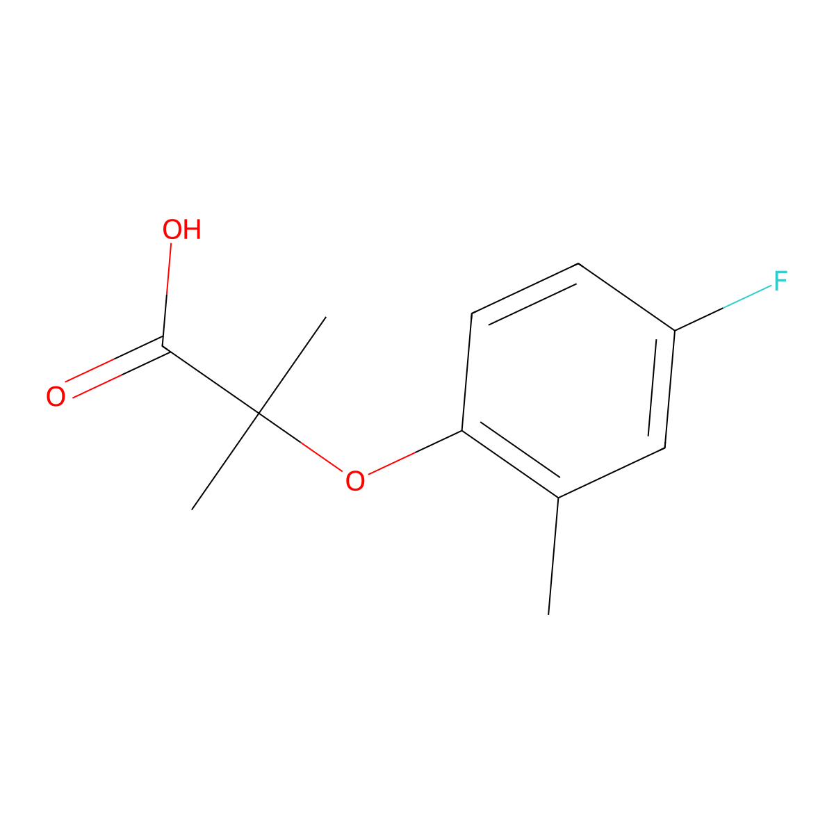 2-(4-Fluoro-2-methylphenoxy)-2-methylpropanoic acid molecular structure, CAS 1234846-59-3