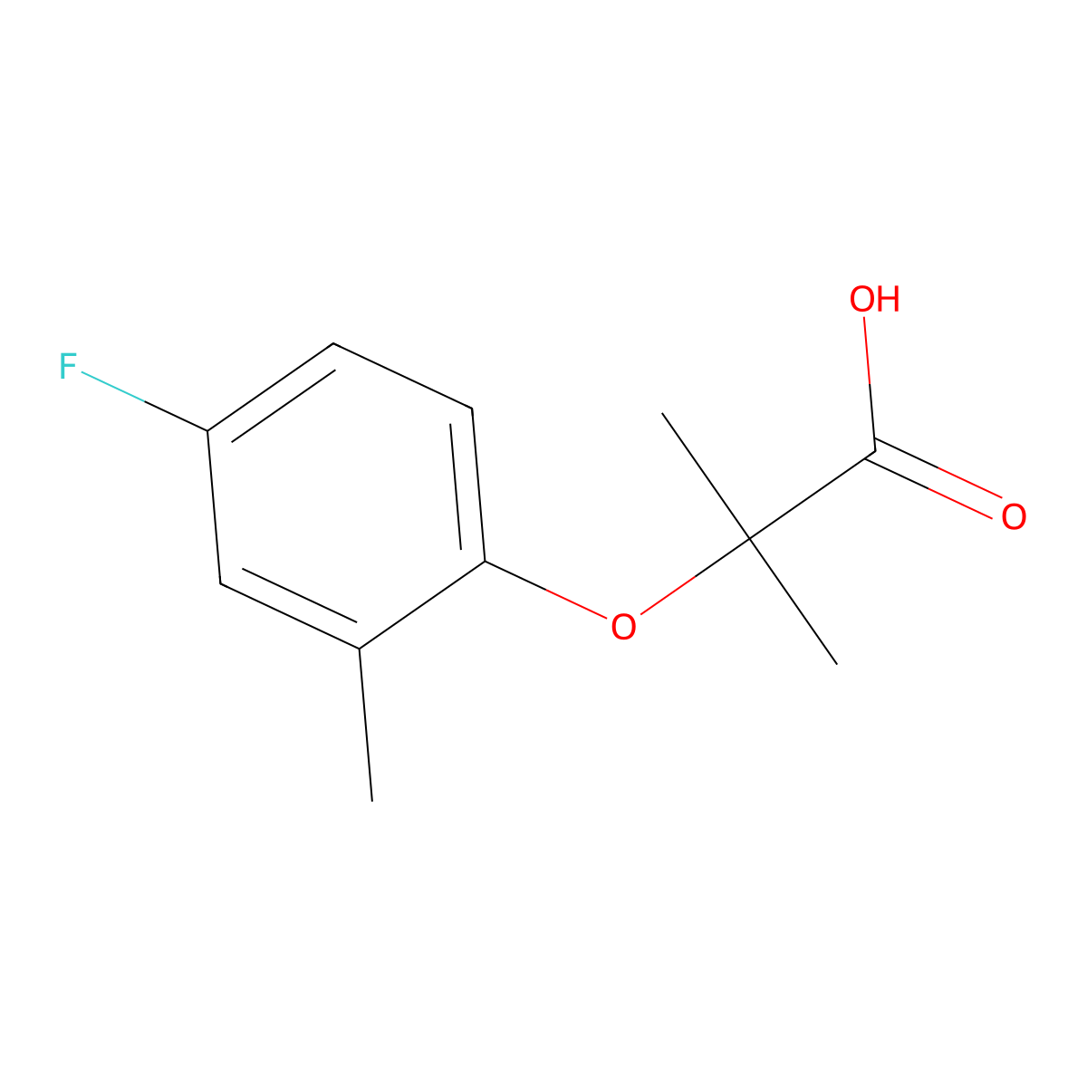 2-(4-Fluoro-2-methylphenoxy)-2-methylpropanoic acid molecular structure, CAS 1234846-59-3