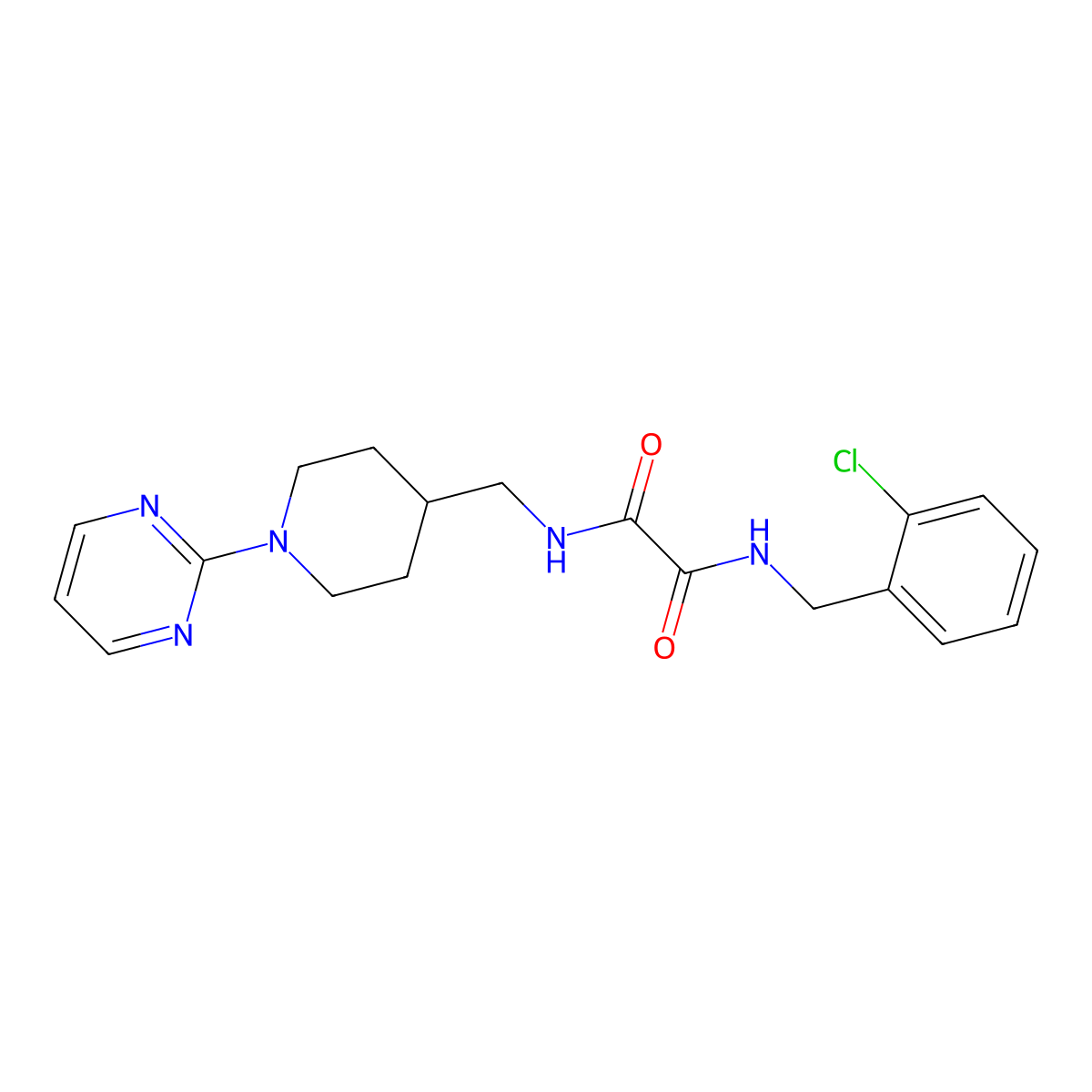 N1-(2-chlorobenzyl)-N2-((1-(pyrimidin-2-yl)piperidin-4-yl)methyl)oxalamide molecular structure, CAS 1234849-12-7