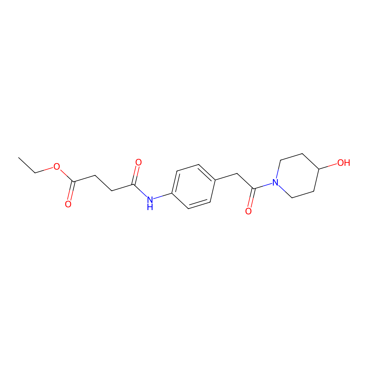 Ethyl 4-((4-(2-(4-hydroxypiperidin-1-yl)-2-oxoethyl)phenyl)amino)-4-oxobutanoate molecular structure, CAS 1234849-36-5