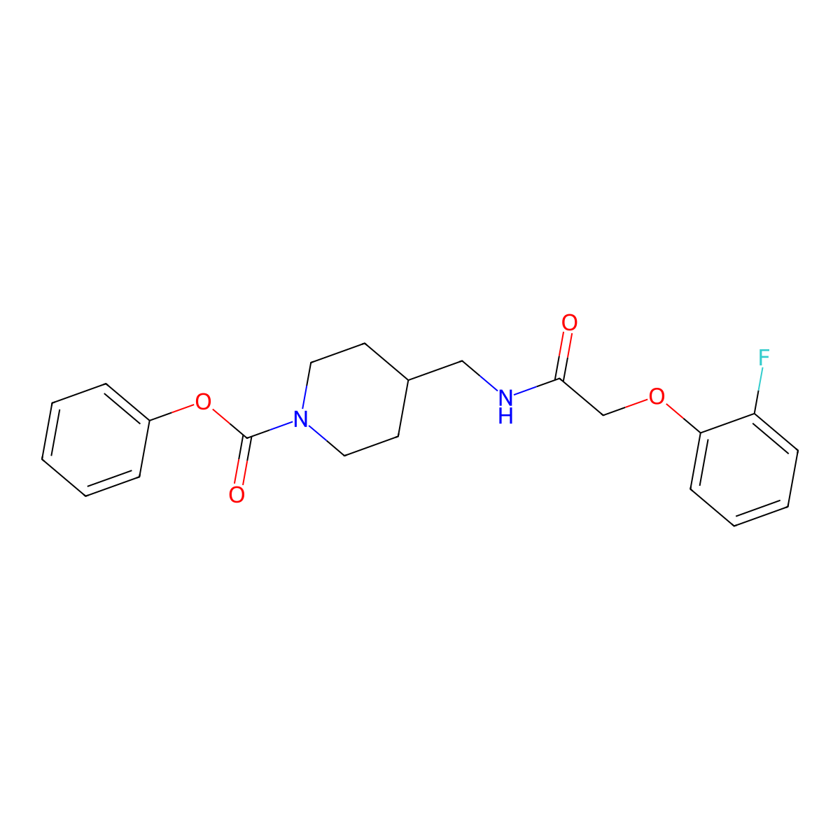 Phenyl 4-{[2-(2-fluorophenoxy)acetamido]methyl}piperidine-1-carboxylate molecular structure, CAS 1234850-25-9