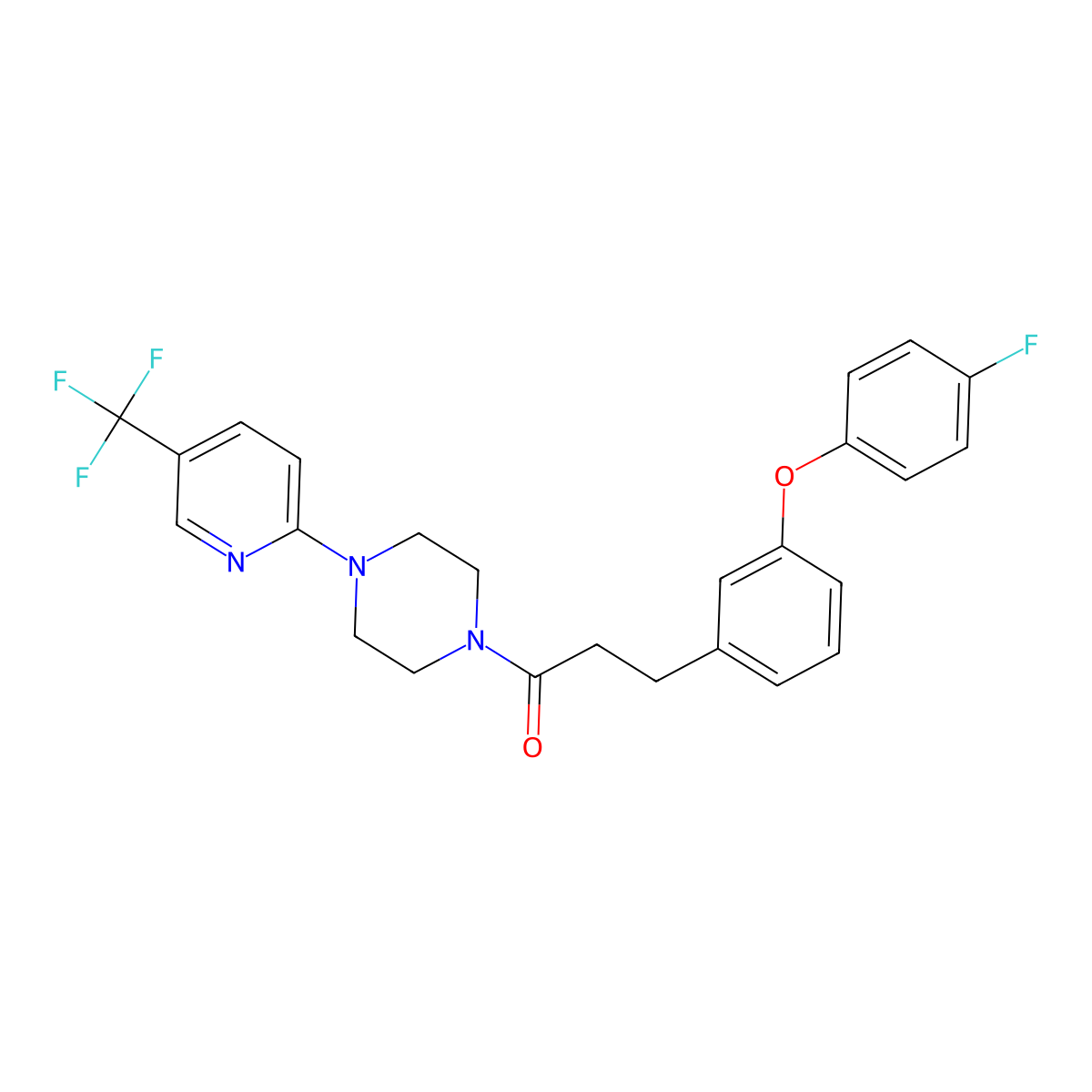 3-[3-(4-Fluorophenoxy)phenyl]-1-{4-[5-(trifluoromethyl)pyridin-2-yl]piperazin-1-yl}propan-1-one molecular structure, CAS 1234851-54-7