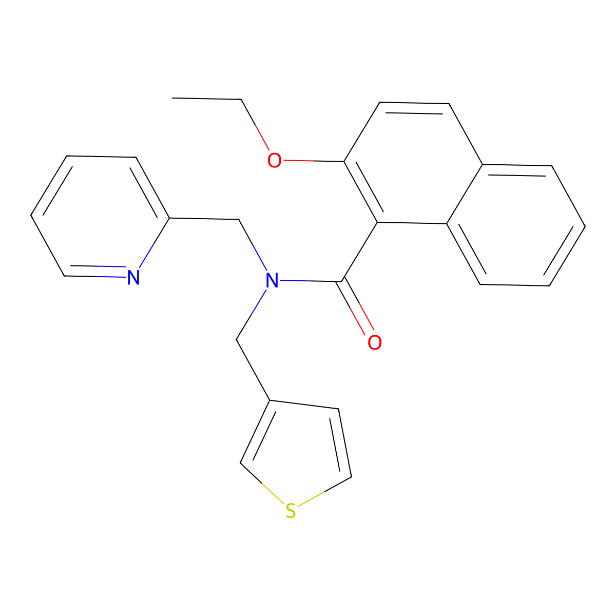 2-ethoxy-N-(pyridin-2-ylmethyl)-N-(thiophen-3-ylmethyl)-1-naphthamide molecular structure, CAS 1234852-88-0