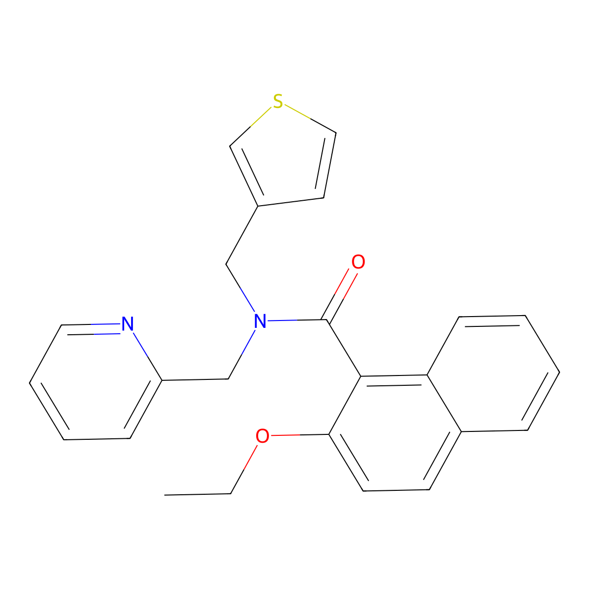 2-ethoxy-N-(pyridin-2-ylmethyl)-N-(thiophen-3-ylmethyl)-1-naphthamide molecular structure, CAS 1234852-88-0