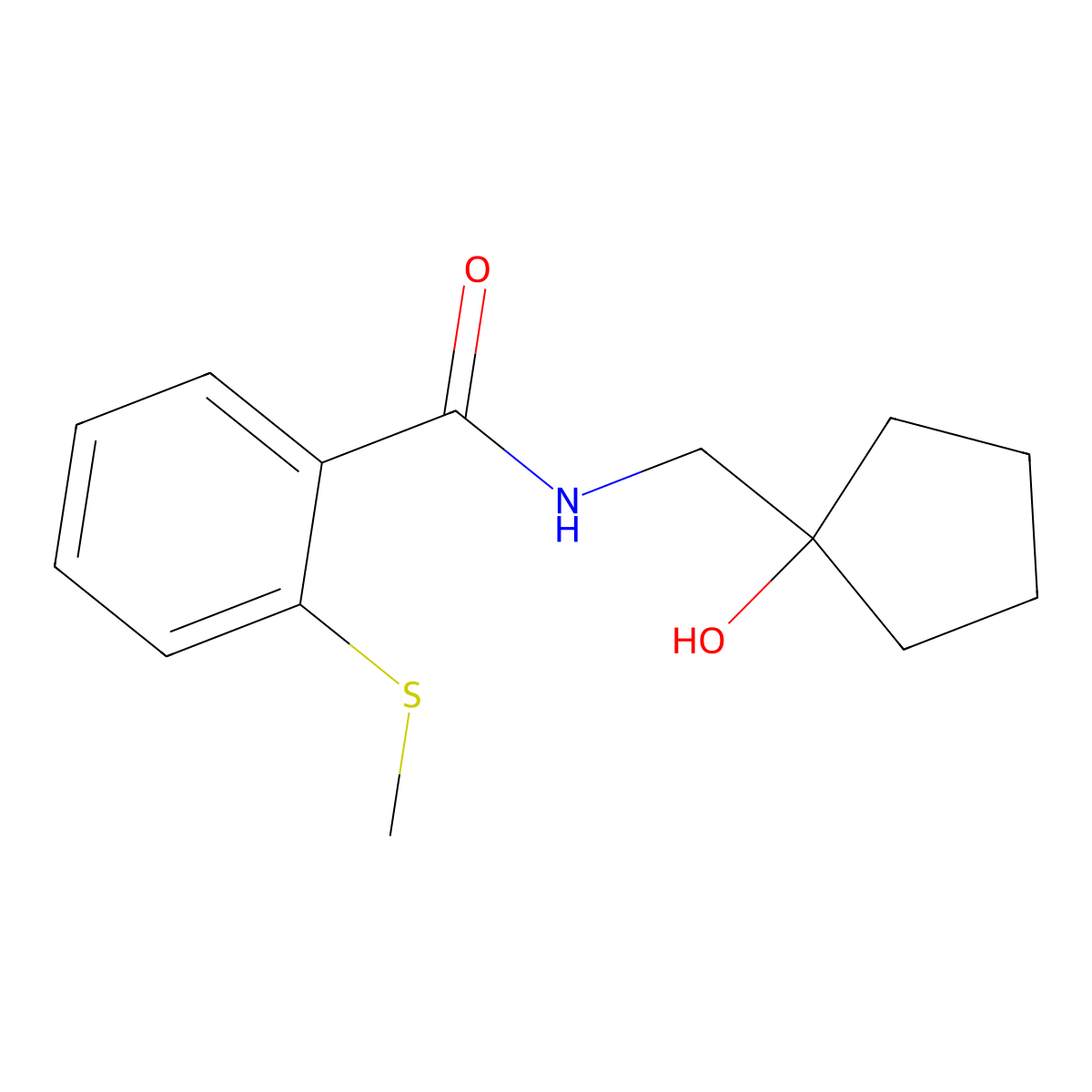 N-((1-hydroxycyclopentyl)methyl)-2-(methylthio)benzamide molecular structure, CAS 1234852-89-1