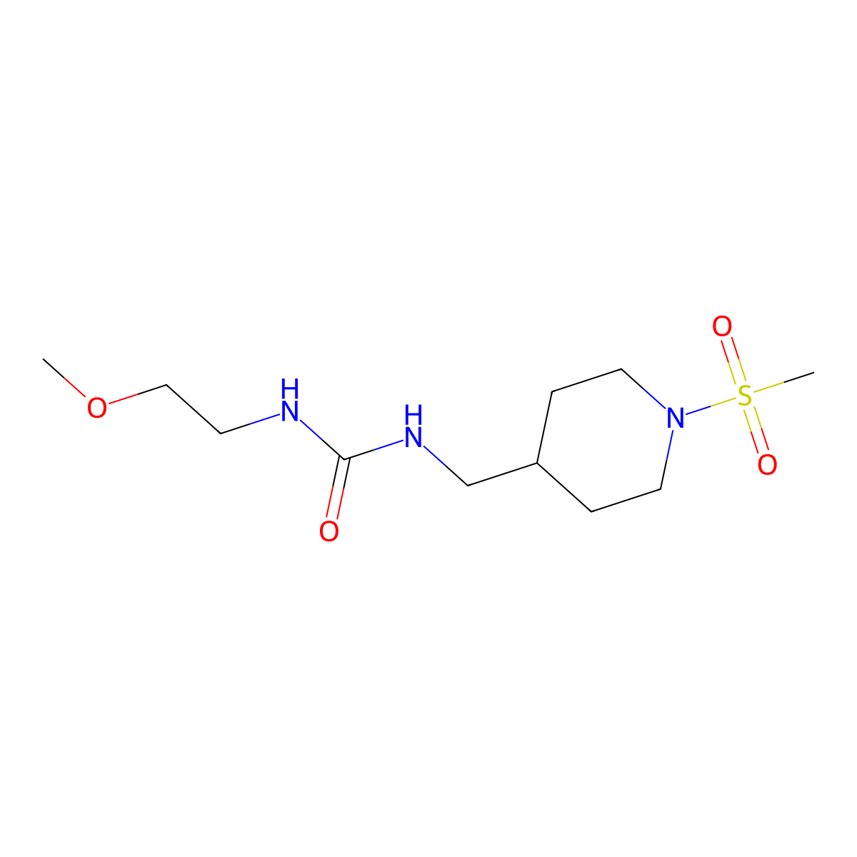 1-(2-Methoxyethyl)-3-((1-(methylsulfonyl)piperidin-4-yl)methyl)urea molecular structure, CAS 1234853-26-9