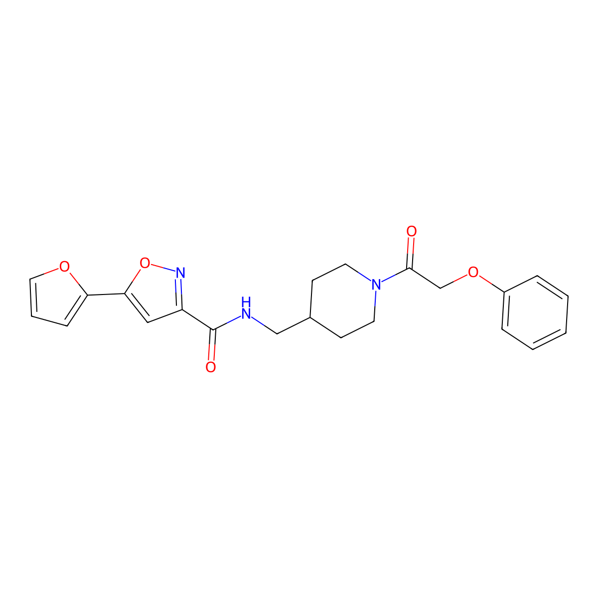 5-(furan-2-yl)-N-((1-(2-phenoxyacetyl)piperidin-4-yl)methyl)isoxazole-3-carboxamide molecular structure, CAS 1234853-29-2