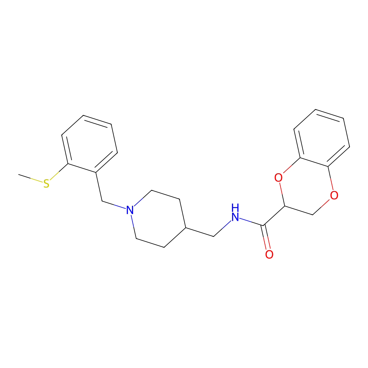 N-((1-(2-(methylthio)benzyl)piperidin-4-yl)methyl)-2,3-dihydrobenzo[b][1,4]dioxine-2-carboxamide molecular structure, CAS 1234853-48-5