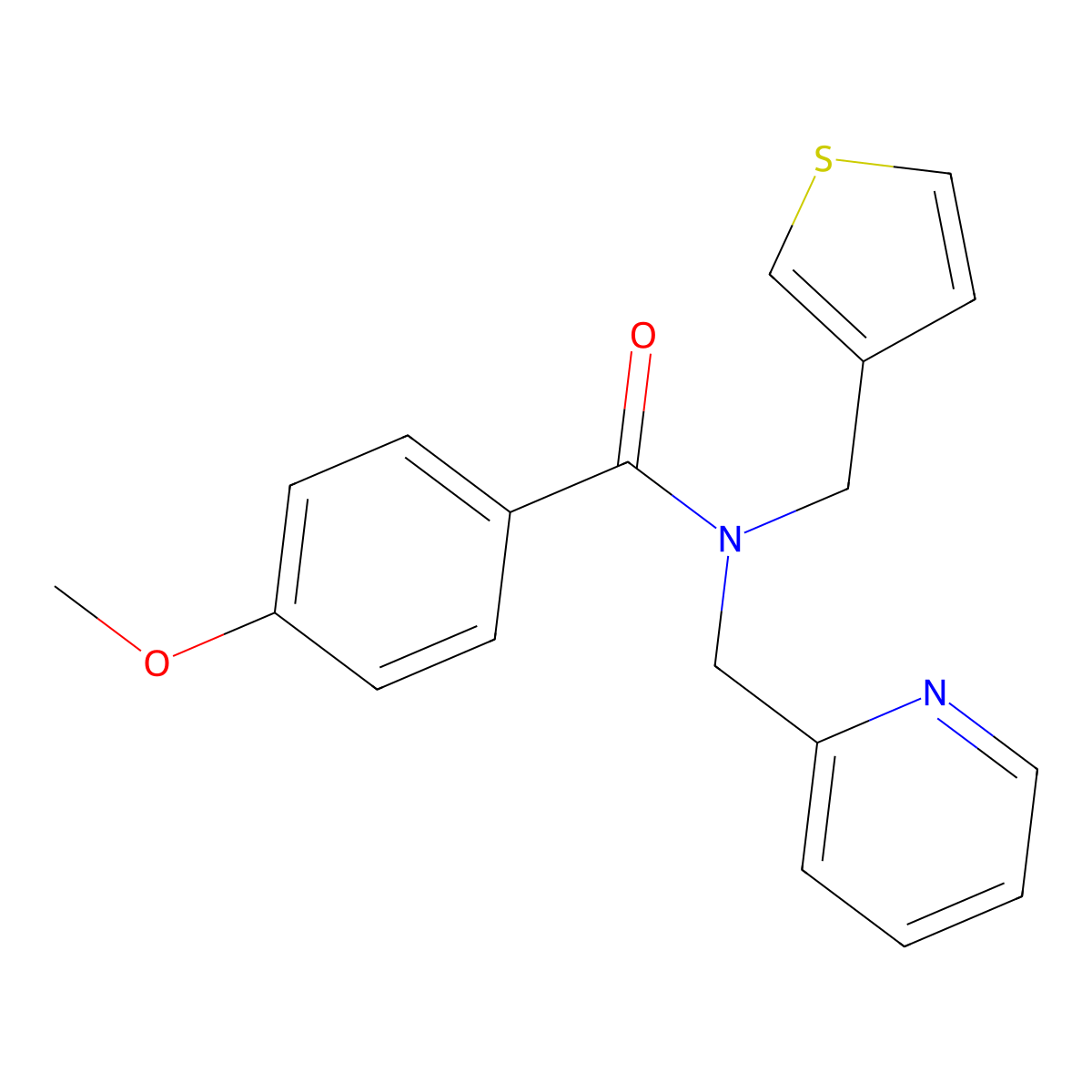 4-methoxy-N-(pyridin-2-ylmethyl)-N-(thiophen-3-ylmethyl)benzamide molecular structure, CAS 1234856-35-9