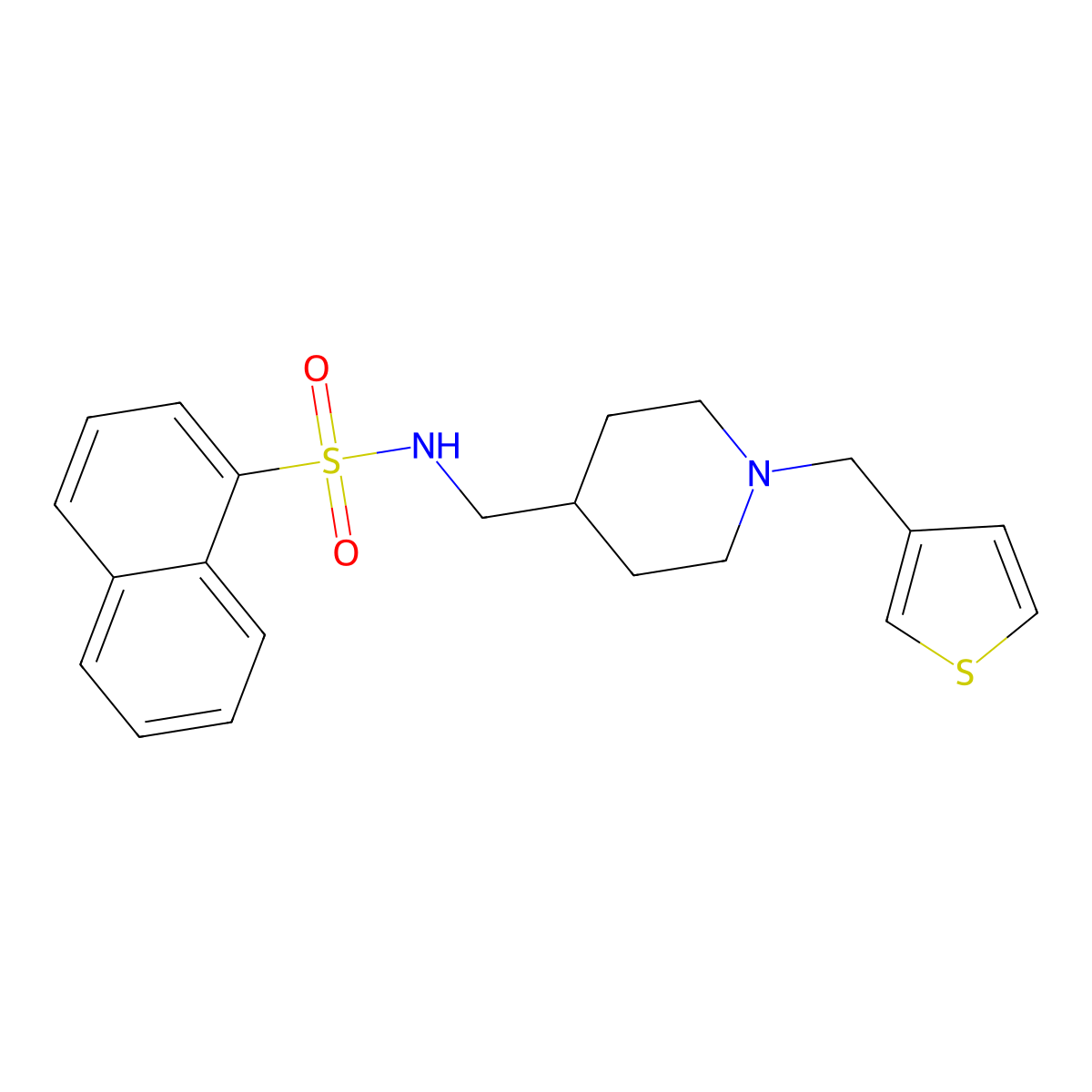 N-((1-(thiophen-3-ylmethyl)piperidin-4-yl)methyl)naphthalene-1-sulfonamide molecular structure, CAS 1234856-77-9