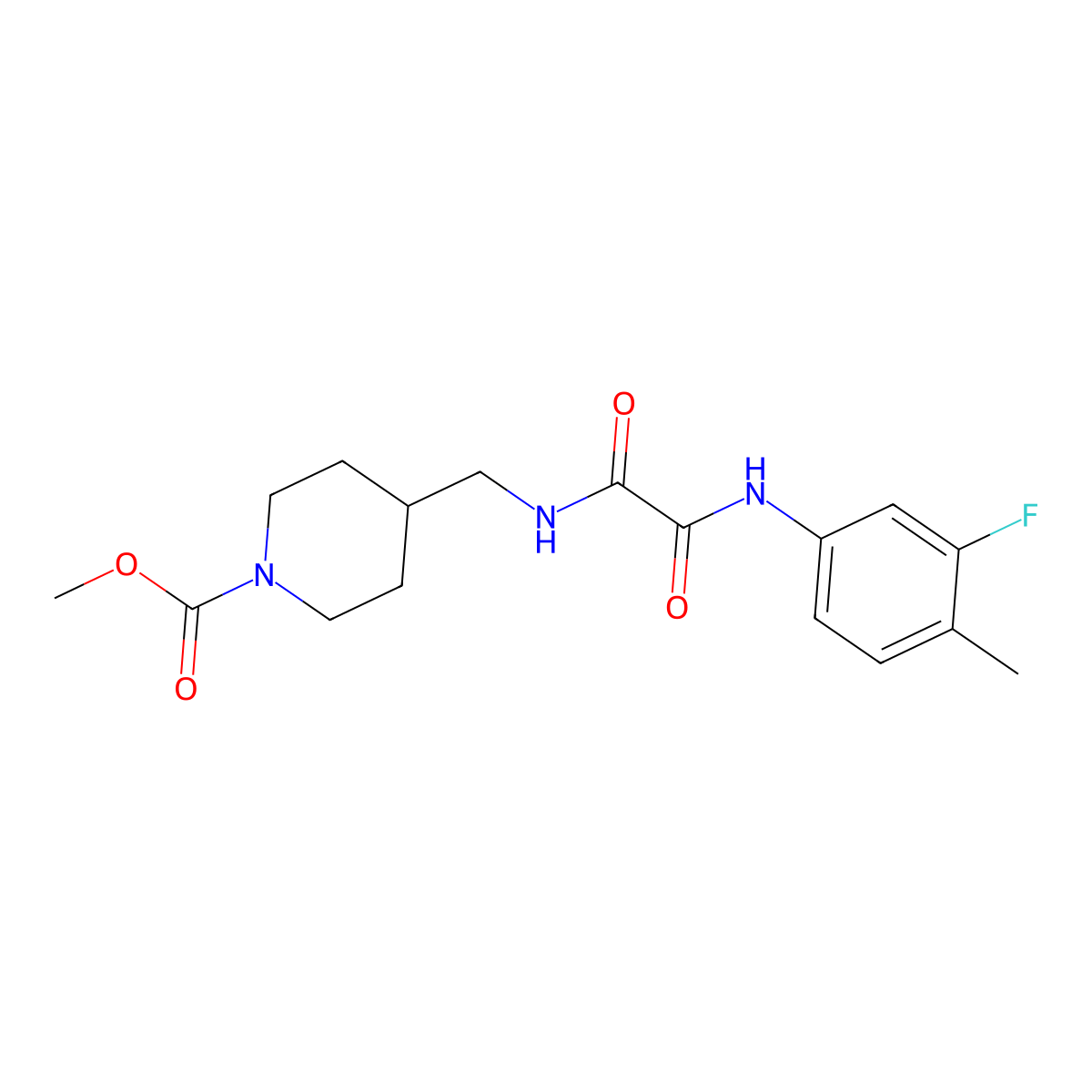 Methyl 4-((2-((3-fluoro-4-methylphenyl)amino)-2-oxoacetamido)methyl)piperidine-1-carboxylate molecular structure, CAS 1234857-84-1