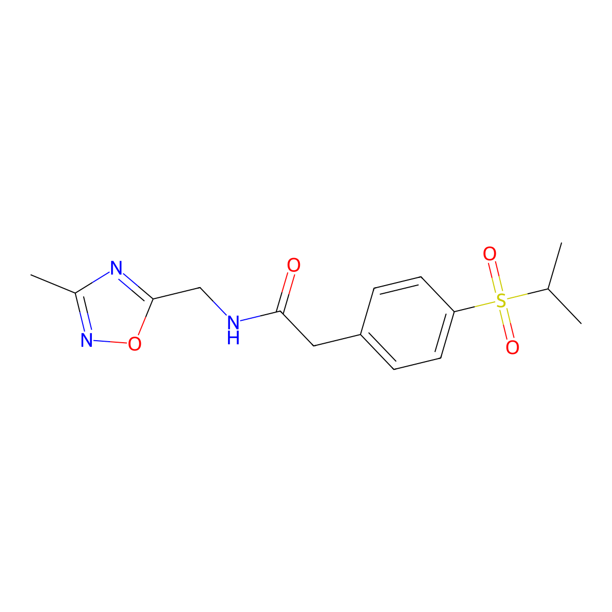 2-(4-(isopropylsulfonyl)phenyl)-N-((3-methyl-1,2,4-oxadiazol-5-yl)methyl)acetamide molecular structure, CAS 1234858-16-2