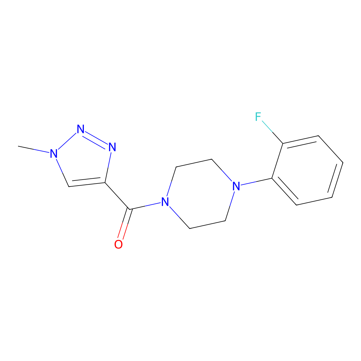 (4-(2-fluorophenyl)piperazin-1-yl)(1-methyl-1H-1,2,3-triazol-4-yl)methanone molecular structure, CAS 1234859-61-0