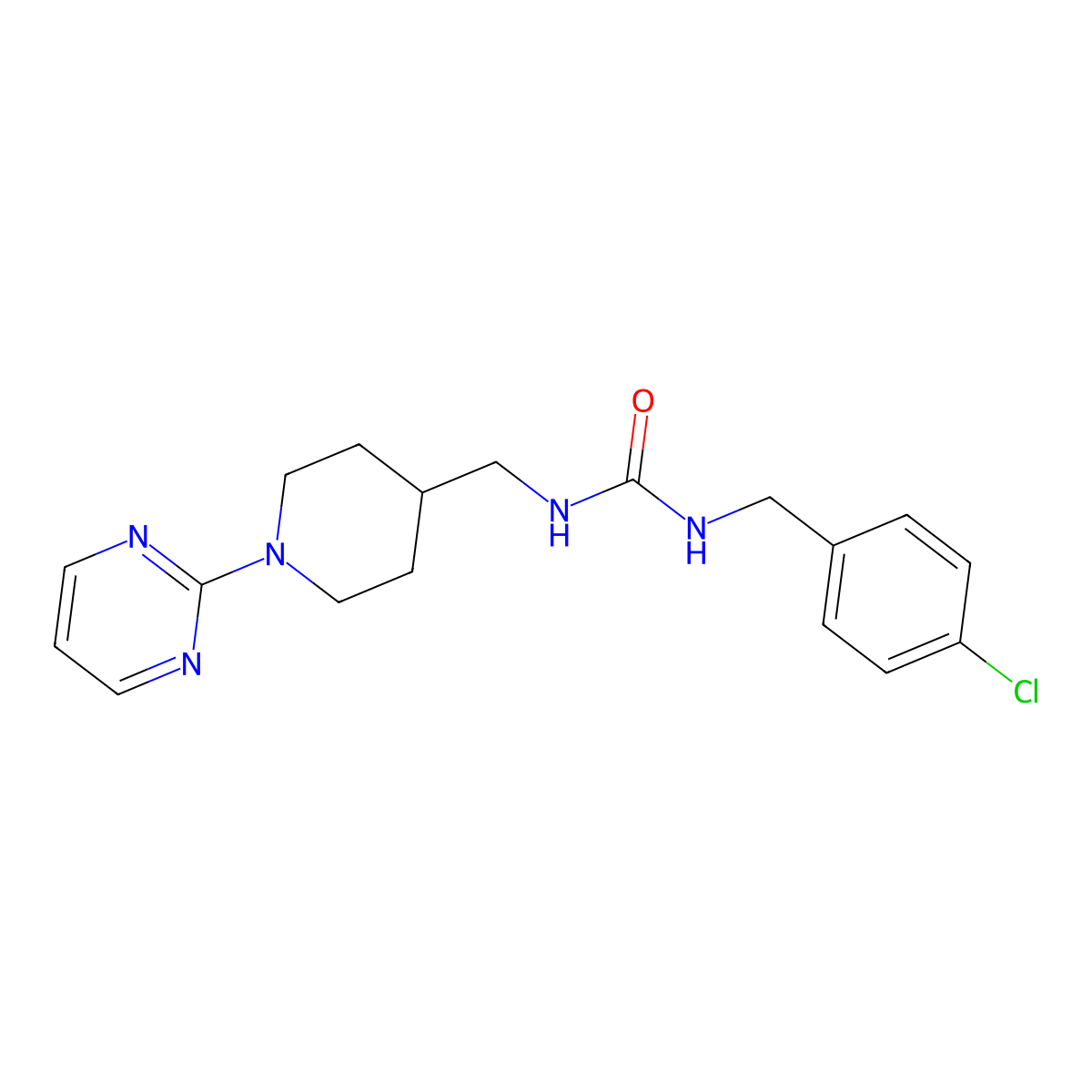 1-(4-Chlorobenzyl)-3-((1-(pyrimidin-2-yl)piperidin-4-yl)methyl)urea molecular structure, CAS 1234859-64-3