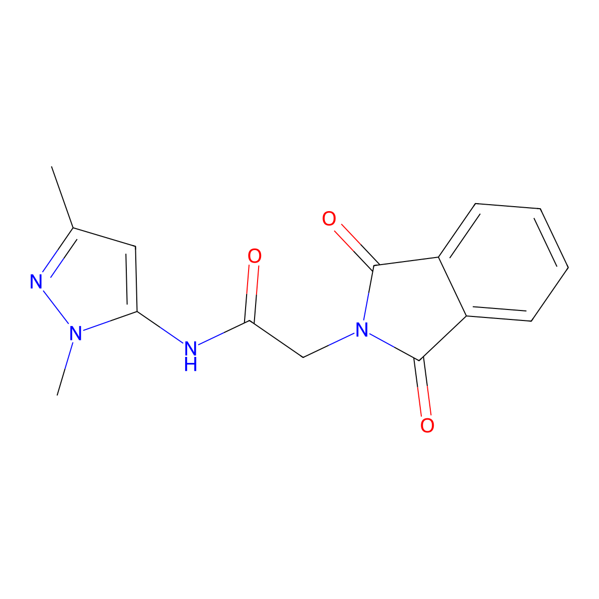 N-(1,3-dimethyl-1H-pyrazol-5-yl)-2-(1,3-dioxoisoindolin-2-yl)acetamide molecular structure, CAS 1234860-36-6