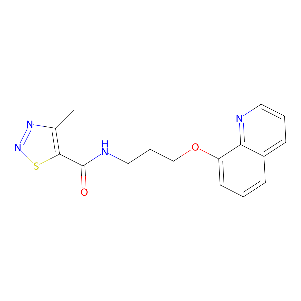4-methyl-N-[3-(quinolin-8-yloxy)propyl]-1,2,3-thiadiazole-5-carboxamide molecular structure, CAS 1234860-64-0