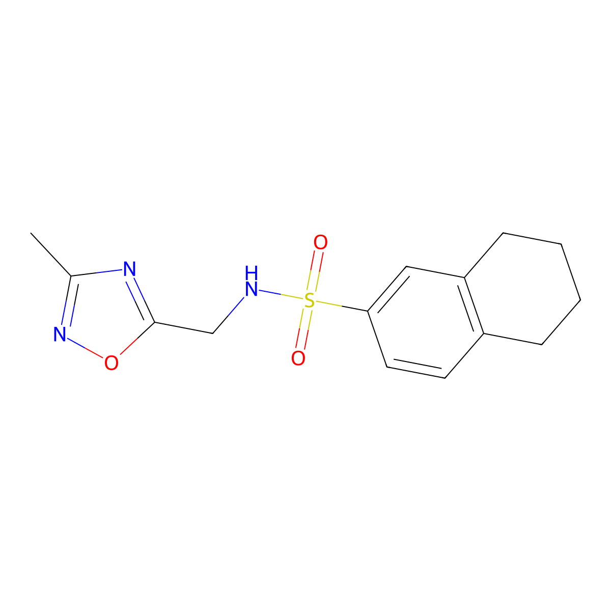 N-[(3-methyl-1,2,4-oxadiazol-5-yl)methyl]-5,6,7,8-tetrahydronaphthalene-2-sulfonamide molecular structure, CAS 1234861-50-7