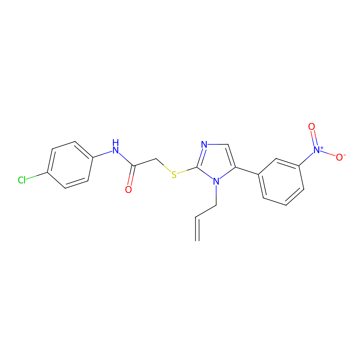 2-((1-allyl-5-(3-nitrophenyl)-1H-imidazol-2-yl)thio)-N-(4-chlorophenyl)acetamide molecular structure, CAS 1234861-59-6