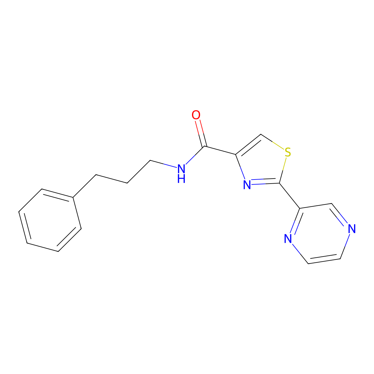N-(3-phenylpropyl)-2-(pyrazin-2-yl)thiazole-4-carboxamide molecular structure, CAS 1234862-94-2