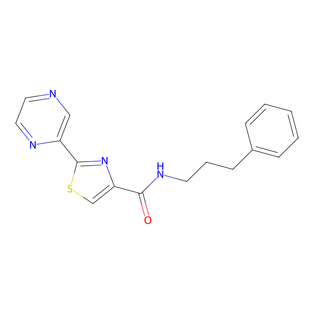 N-(3-phenylpropyl)-2-(pyrazin-2-yl)thiazole-4-carboxamide molecular structure, CAS 1234862-94-2