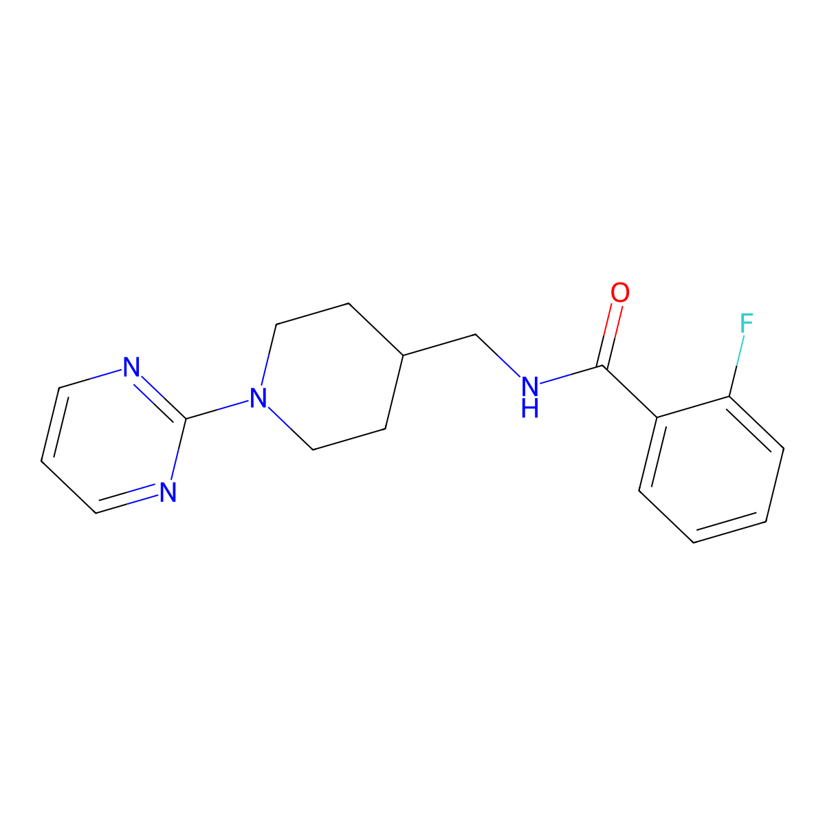 2-fluoro-N-{[1-(pyrimidin-2-yl)piperidin-4-yl]methyl}benzamide molecular structure, CAS 1234863-45-6