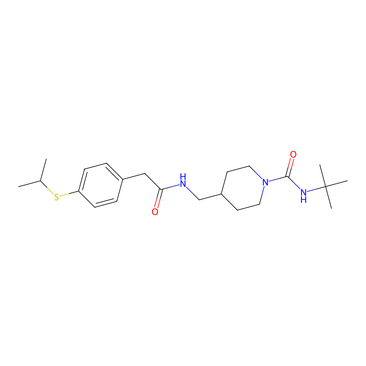 N-(tert-butyl)-4-((2-(4-(isopropylthio)phenyl)acetamido)methyl)piperidine-1-carboxamide molecular structure, CAS 1234864-82-4