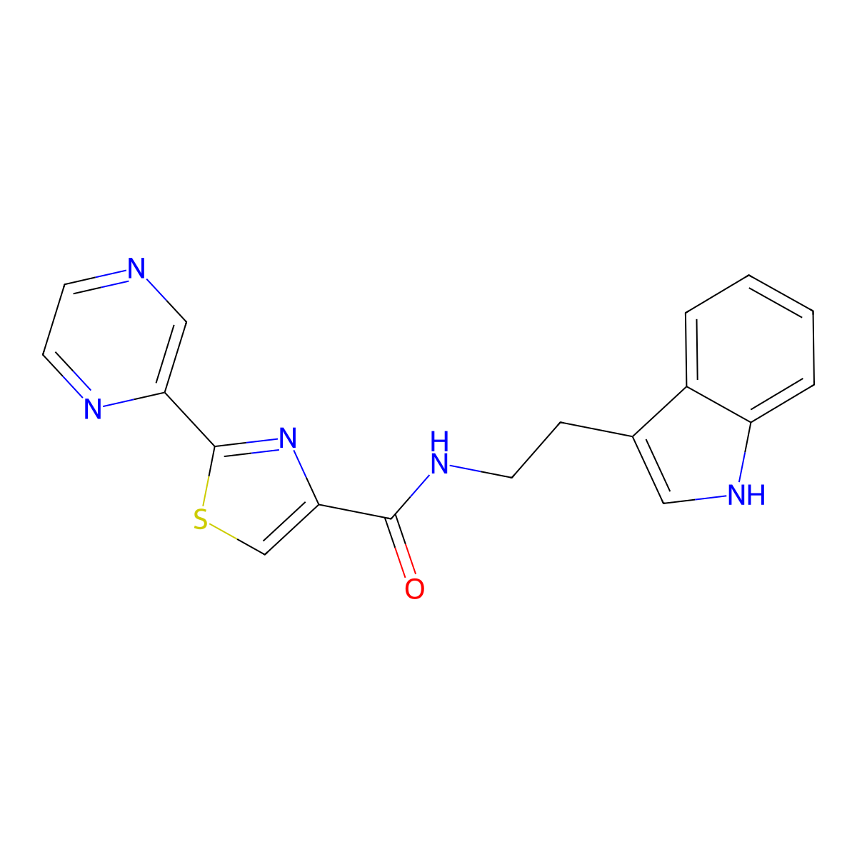 N-(2-(1H-indol-3-yl)ethyl)-2-(pyrazin-2-yl)thiazole-4-carboxamide molecular structure, CAS 1234866-05-7