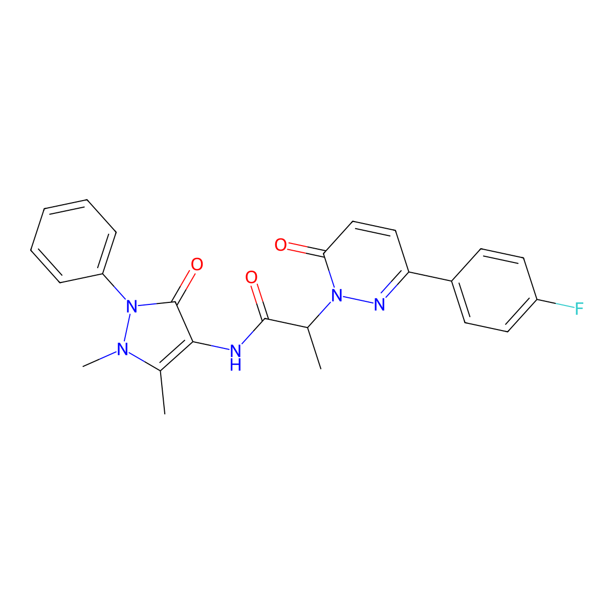 N-(1,5-dimethyl-3-oxo-2-phenyl-2,3-dihydro-1H-pyrazol-4-yl)-2-(3-(4-fluorophenyl)-6-oxopyridazin-1(6H)-yl)propanamide molecular structure, CAS 1234866-38-6