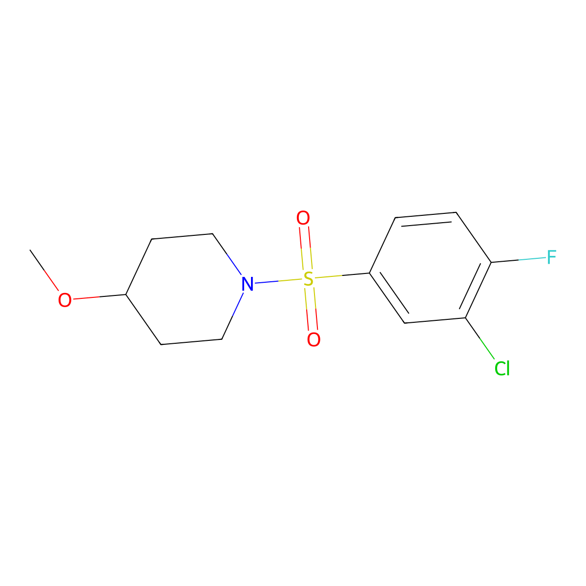 1-((3-Chloro-4-fluorophenyl)sulfonyl)-4-methoxypiperidine molecular structure, CAS 1234867-06-1
