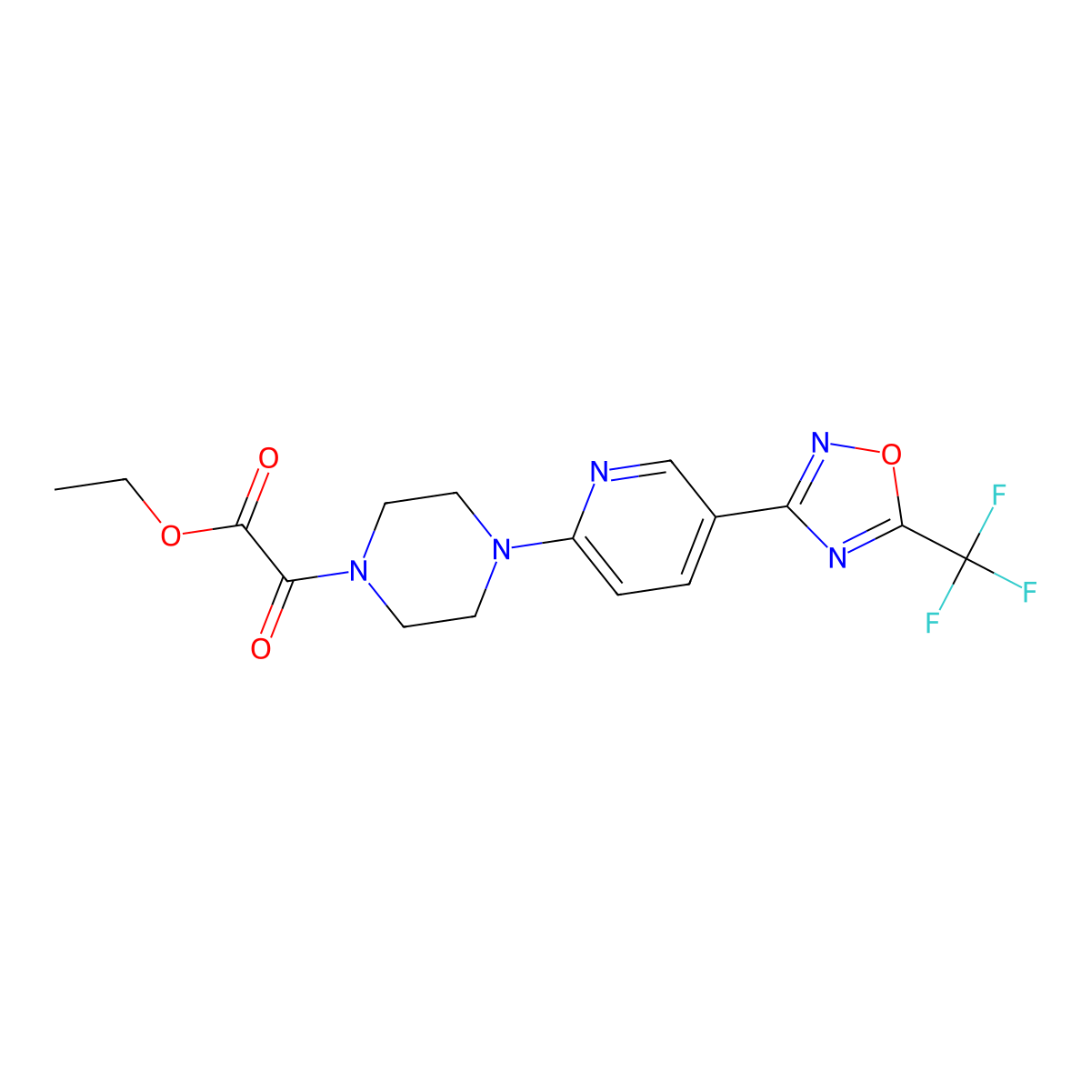 Ethyl 2-oxo-2-(4-(5-(5-(trifluoromethyl)-1,2,4-oxadiazol-3-yl)pyridin-2-yl)piperazin-1-yl)acetate molecular structure, CAS 1234867-07-2