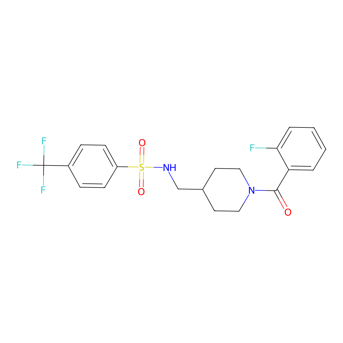 N-((1-(2-fluorobenzoyl)piperidin-4-yl)methyl)-4-(trifluoromethyl)benzenesulfonamide molecular structure, CAS 1234867-26-5