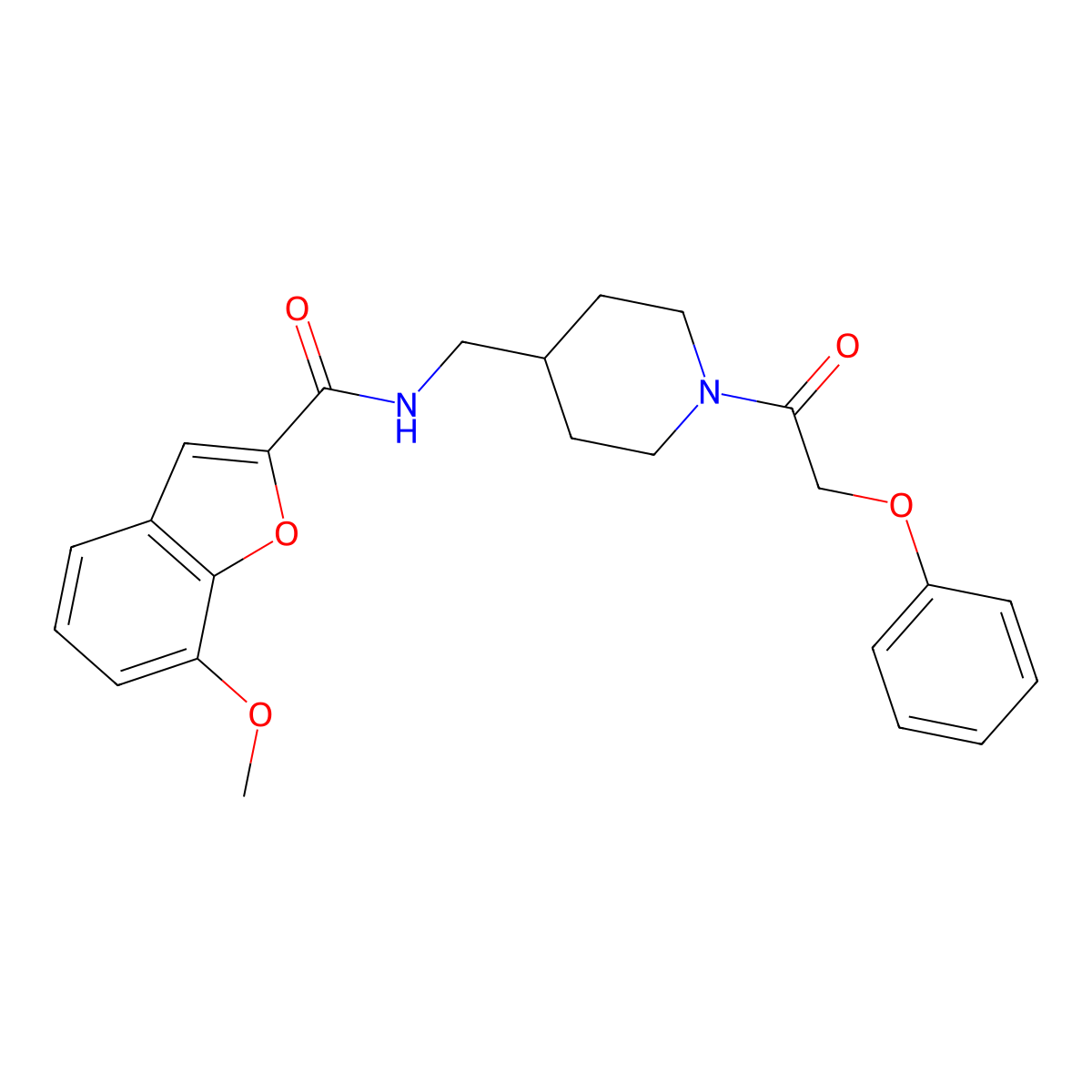 7-methoxy-N-((1-(2-phenoxyacetyl)piperidin-4-yl)methyl)benzofuran-2-carboxamide molecular structure, CAS 1234868-02-0