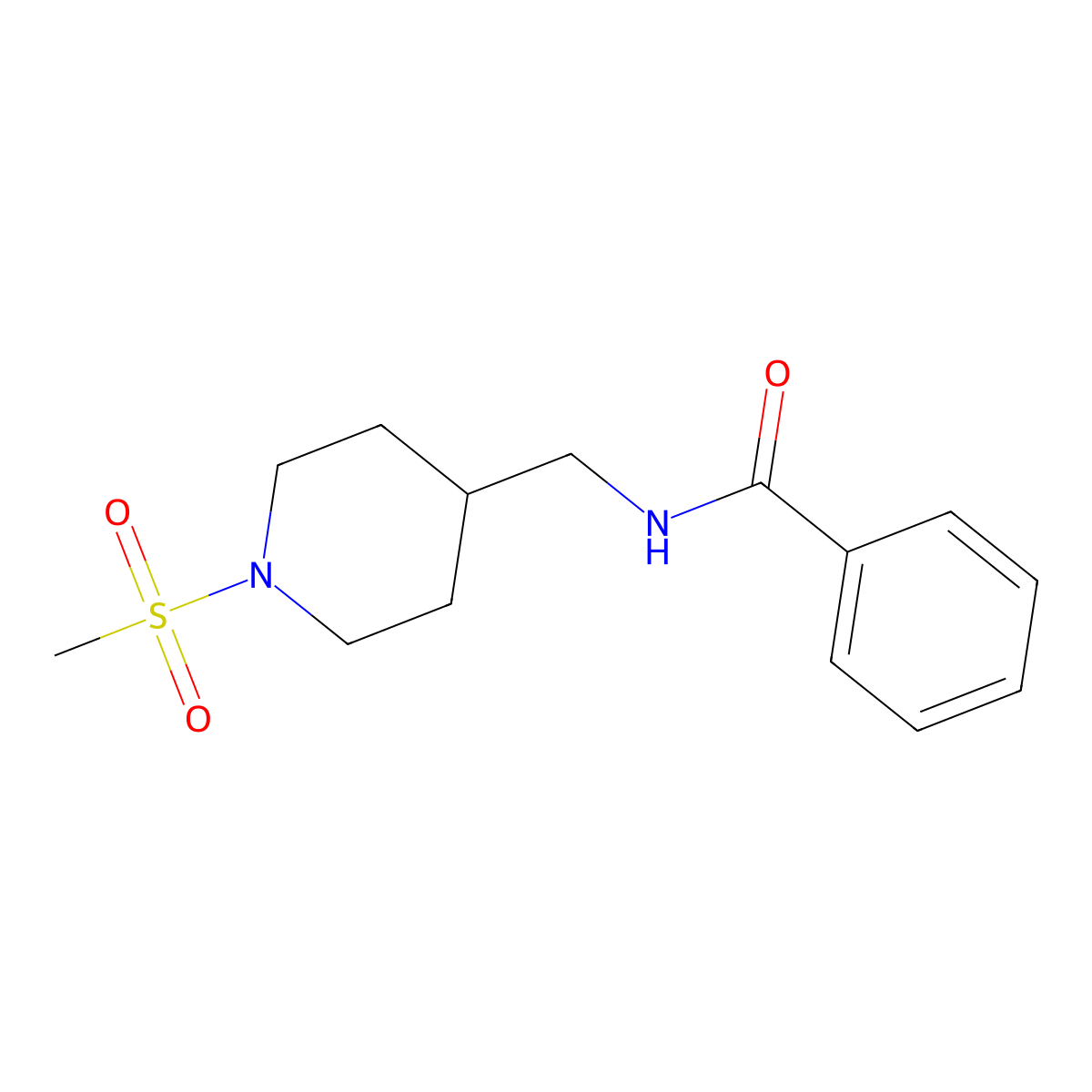 N-((1-(methylsulfonyl)piperidin-4-yl)methyl)benzamide molecular structure, CAS 1234868-68-8