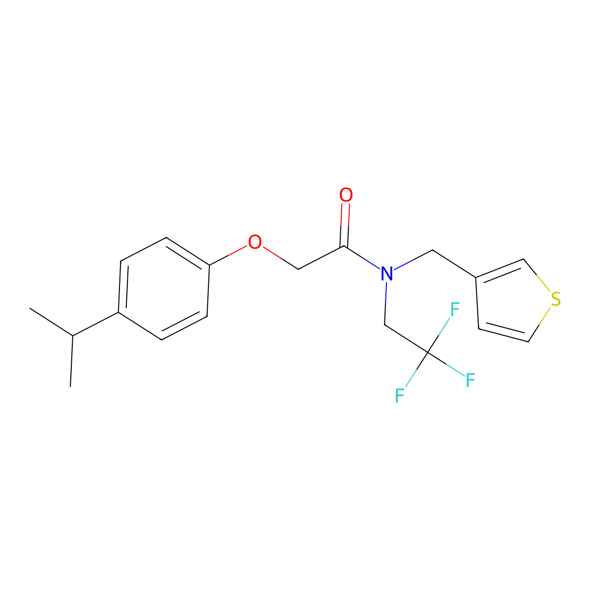 2-(4-isopropylphenoxy)-N-(thiophen-3-ylmethyl)-N-(2,2,2-trifluoroethyl)acetamide molecular structure, CAS 1234870-06-4