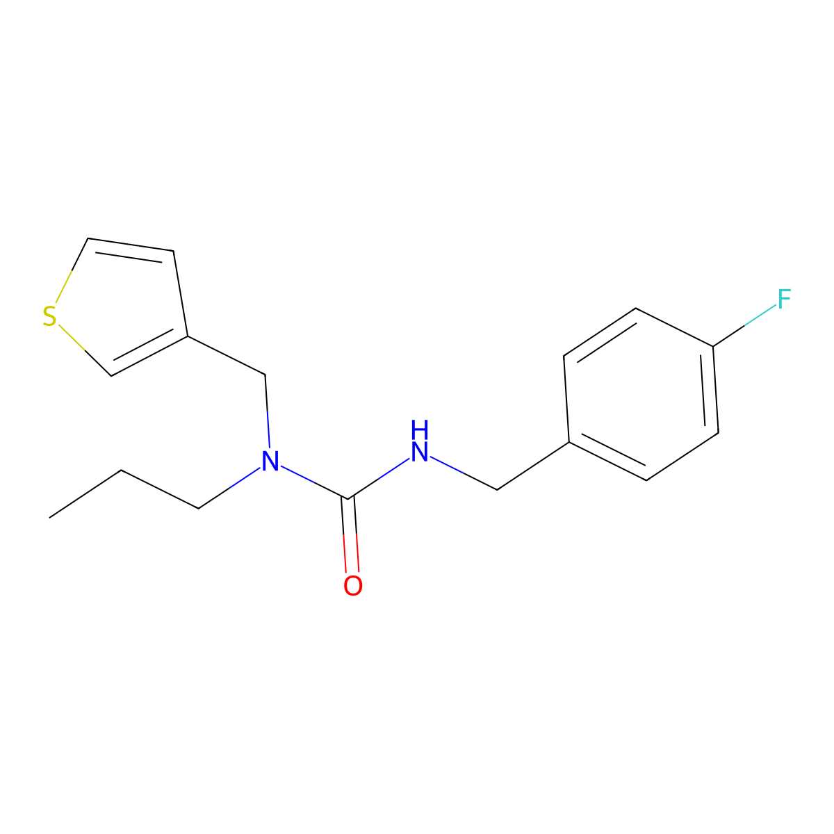 3-(4-Fluorobenzyl)-1-propyl-1-(thiophen-3-ylmethyl)urea molecular structure, CAS 1234870-12-2