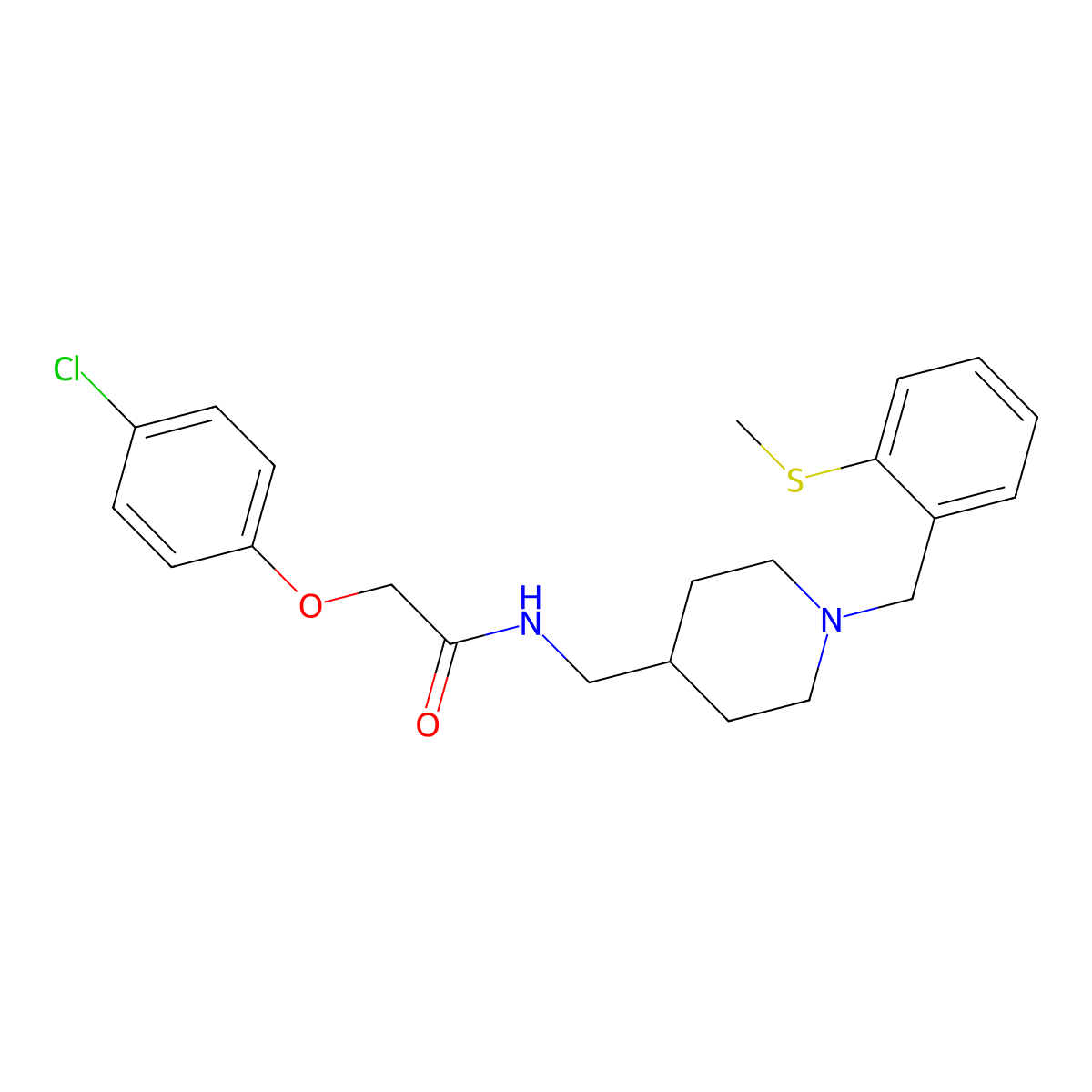 2-(4-chlorophenoxy)-N-((1-(2-(methylthio)benzyl)piperidin-4-yl)methyl)acetamide molecular structure, CAS 1234870-35-9