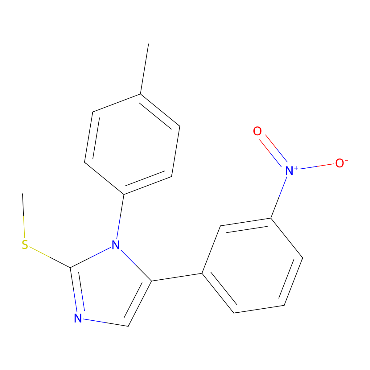 2-(methylthio)-5-(3-nitrophenyl)-1-(p-tolyl)-1H-imidazole molecular structure, CAS 1234870-68-8