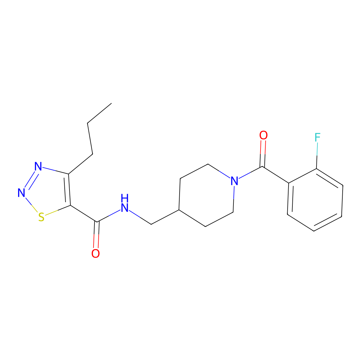 N-{[1-(2-fluorobenzoyl)piperidin-4-yl]methyl}-4-propyl-1,2,3-thiadiazole-5-carboxamide molecular structure, CAS 1234871-15-8