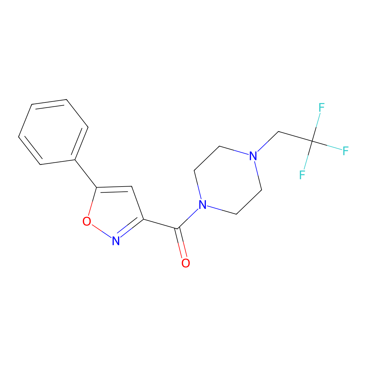 1-(5-Phenyl-1,2-oxazole-3-carbonyl)-4-(2,2,2-trifluoroethyl)piperazine molecular structure, CAS 1234871-38-5